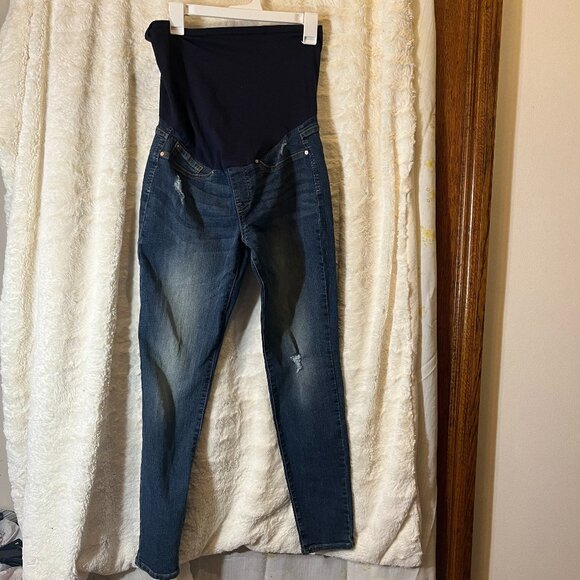Signature by Levi Strauss Gold Women's Maternity Skinny Jeans Distressed Large - Picture 1 of 11